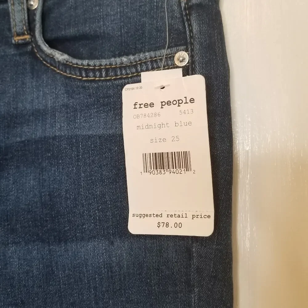 Free People High Rise Busted Knee Skinny Jeans NEW